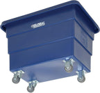 Global Industrial 6 Bushel Plastic Bulk Box Truck, Direct Mount Base, 500 lbs. Capacity, 3" Non-Maring Rubber Casters, Blue, 33-2/5"L x 23" W x 24-1/2"H