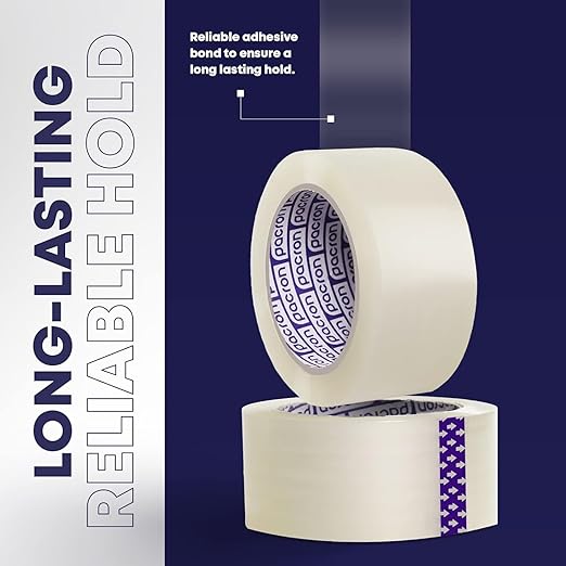 Clear Packing Tape - 6 Heavy-Duty Wrapping Tape - 55-Yard Length, 330 Total Yards 1.88-Inch Wide Strong Adhesive Rolls for Moving Boxes, Office Packaging, Storage Organization & Warehouse Shipping