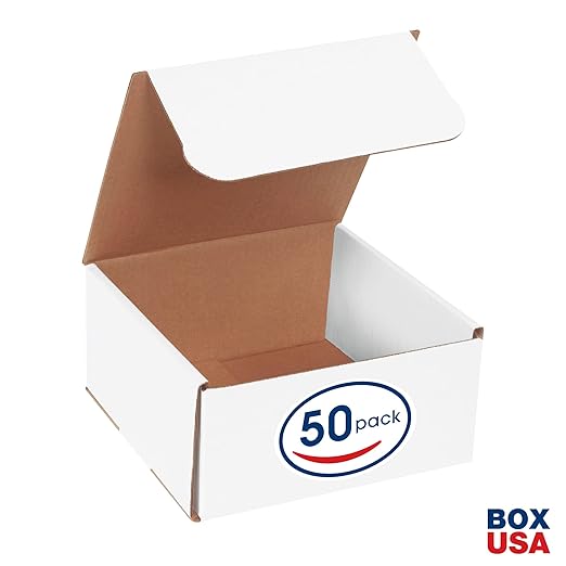 BOX USA Shipping Boxes Small 8"L x 8"W x 4"H, 50-Pack | Corrugated Cardboard Box for Packing, Moving and Storage
