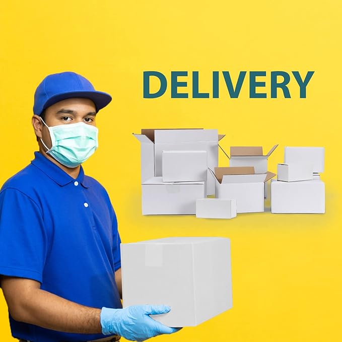 Calenzana 10x6x6 Shipping Boxes Set of 40, White Corrugated Cardboard Box for Mailing Packing Gifts Small Business