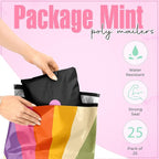 10x13 Poly Mailers – Retro Rainbow – Waterproof, Tear-Resistant Shipping Bags with Adhesive Seal – 25 Pack – Package Mint