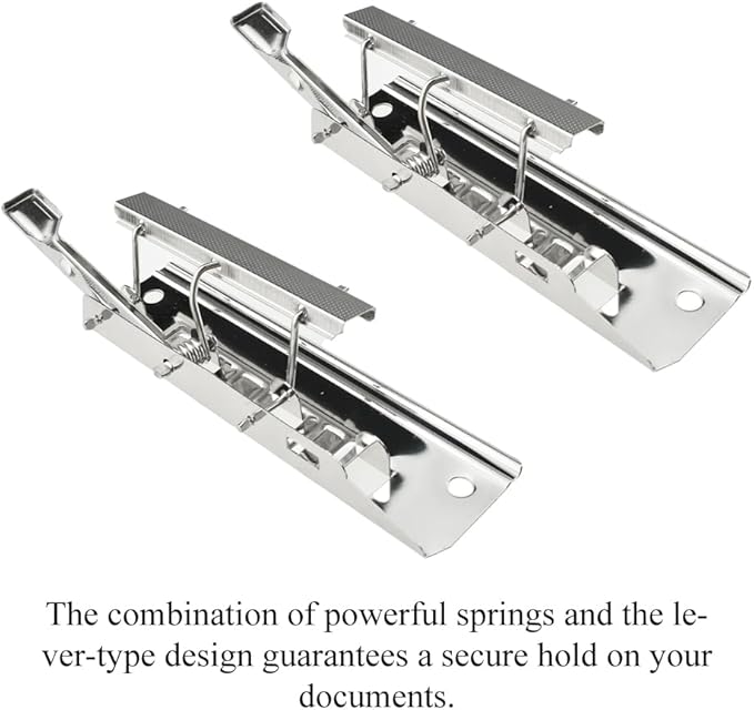 HAHIYO Silver Meta Clips - 3.94 Inches Sturdy Rivet Clipboard Clips (6 Pack), High-Grip Lever, Mountable, office/School/Home
