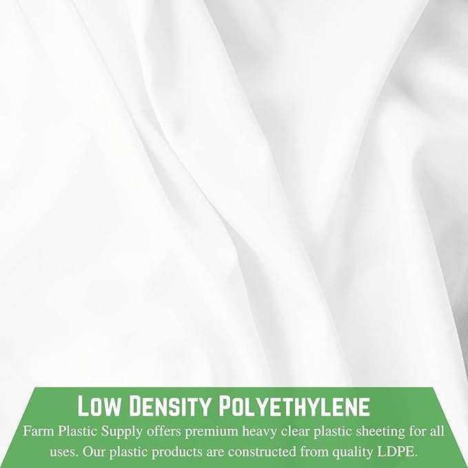 Farm Plastic Supply - White Plastic Sheeting - 6 mil - (10' x 100') - Thick Plastic Sheeting, Heavy Duty Polyethylene Film, Drop Cloth Vapor Barrier Covering for Crawl Space