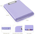 Piasoenc Clipboard with Storage, 8.5 x 11 Organization Box with Pen Holder and A4 Legal Paper Folder, Folio & Side-Opening, Low Profile Clip,for Nurses,Teachers, Size 14 x 9.6 x 1.2 in, Purple