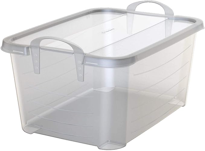 Life Story 24 Pack Light Duty Stackable Storage Bin, 55 Quart Home Organizer, Versatile Lightweight Locking Bins with Carrying Handles, Clear