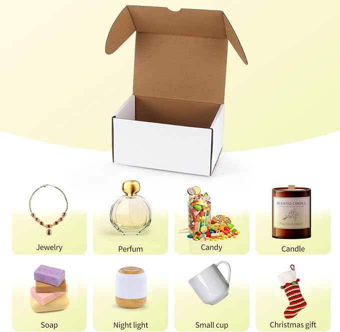 WIFTREY 40 Pack 6x4x3 Small Shipping Boxes for Packing Small Business, White Corrugated Cardboard mailing Box for Shipping