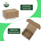 10x7x5 Inches Shipping Boxes Set of 20, Brown Corrugated Cardboard Box Literature Mailer for Packing Small Business