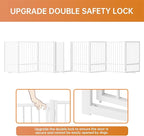 Full Metal Freestanding Dog Gate with Door, 32''Height Foldable Pet Dog Fence for Indoor & Outdoor, 8 Panels Extra Wide Free Standing TallDog Gates for Doorways,House,Stairs,Porch,Deck,Yard
