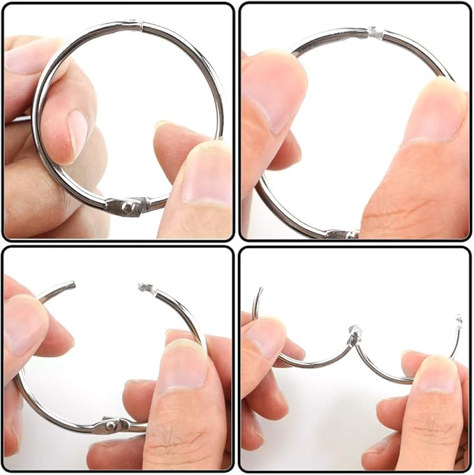 30 Pcs Book Rings 1.5 inch Nickel Plated Steel Binder Circles with Hole Puncher