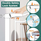 Fairy Baby 76.4"-81.8" Extra Wide Baby Gate Indoor for Stairs, Pressure Mounted Long Dog Gates for Doorways Walk Thru No Drill Pet Gates Child Safety Gate, White