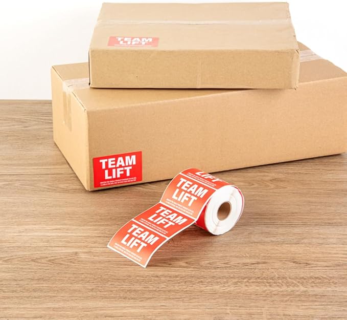 Restaurantware Label Tek 3 x 2 Inch Packaging Stickers 500 Premium Shipping Labels - Team Lift Sustainable Red Paper Inventory Stickers High-Visibility with Strong Adhesives