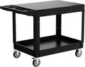 2-Tier Rolling Tool Cart,Heavy-Duty Plastic Service Cart with Lipped Shelves,550 lbs Capacity Utility Cart,Flat Top 46 x 26 Inch Rolling Work Carts for Garage,Salon,Kitchen,Office-Black