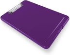 Clipboard with Storage Slim Folding for Nursing, Teachers, Coaches & Office, Plastic Heavy Duty with Pen Holder (9.5” x 13.5”) (Purple)