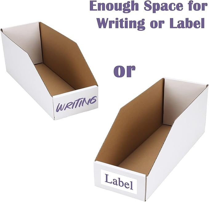 EXYGLO Cardboard Boxes, Pack of 35 Corrugated Storage Bins 12x4x4.5inch Pantry Organizer Bins for Shelves Garage Office Organization