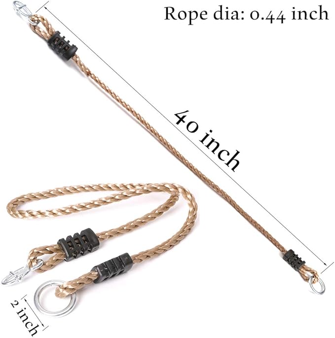 Set of 2 Tree Swing Nylon Ropes Indoor Outdoor Adjustable Hammock Swinging Chair Straps Hanging Kit for Adjustment or Extension - Holds to 700lbs (40 inch, Brown)