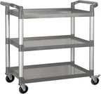 Winco Heavy-Duty Utility Cart, 3 Shelf, 400 Lb Capacity, Gray