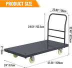 Heavy Duty Platform Truck, Industrial Panel Truck Cart 360 Degree Swivel Wheels, Flatbed Cart Add Reinforcing Steel Bar with 2500 Lbs Capacity, 47X 24 Inch