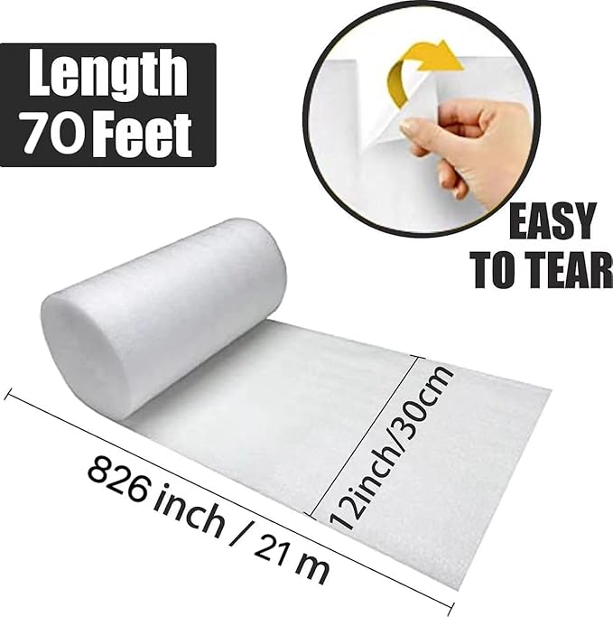 12"x 140'Foam Wrap Rolls for Moving Packing Foam Roll Packing Materials Shipping Packing Moving Supplies, Thick Cushion packaging wraps for Protect Glasses,Fragile Items,Dishes (2 PACK-30 * 25M)