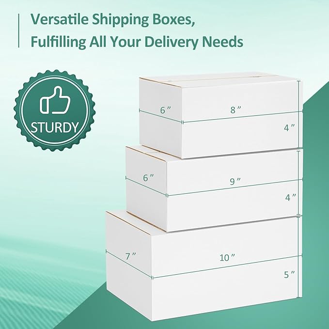 Eupako 30 Pack Small Shipping Boxes Assorted Sizes, 8x6x4 & 9x6x4 & 10x7x5 10 PCS Each Small Boxes, White Corrugated Box Mailers, Cardboard Boxes for Packaging Small Business, Mailing