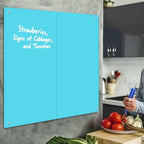 Glass Whiteboard - Glass Dry Erase Board 48" x 36" Magnetic White Board Writing Board White Boards for Walls Wall Office Home, Blue