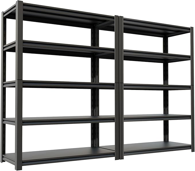72''H Garage Shelving Heavy Duty,3000LBS Storage Shelves,5-Tier Adjustable Metal Shelve Storage Shelf Rack, Industrial Shelving Unit for Garage,Warehouse,Basement (47" W x 23.6" D x 72" H) 2PC