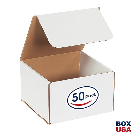 Box USA BM885 8"L x 8"W x 5"H, White (Pack of 50)