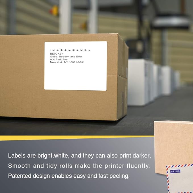BETCKEY - 4" x 5" (102 mm x 127 mm) Large Shipping & Multipurpose Labels Compatible with Zebra & Rollo Label Printer,Premium Adhesive & Perforated [1 Rolls, 350 Labels]