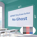 AFMAT Whiteboard for Wall, 8 x 4 ft White Board Sticker, 96 x 48 inches Dry Erase Wallpaper, Peel and Stick Whiteboard Contact Paper Roll for Wall/Table/Doors/Glass/Fridge, 9 Dry Erase Markers