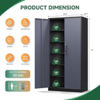 Letaya Metal Storage Cabinets with Lock Door and 5 Adjustable Shelves, Steel Garage Tool Organization Cabinets for Home,Utility Room, Warehouse,Lockers(71"-Black Gray)