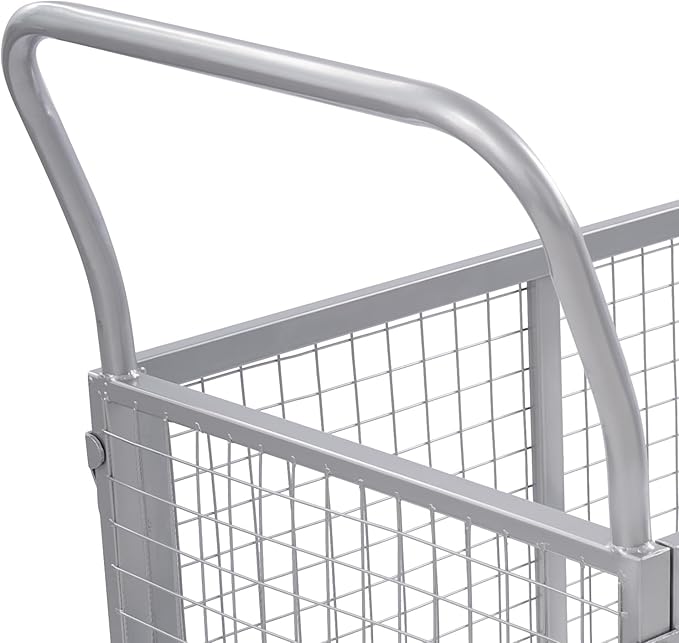 Platform Truck Cart with Cage, 440.92Lbs Capacity Grocery Dolly Heavy Duty Cart with 4 Wheels for Distribution Centers and Warehouses 39.4 x 23.6 x 37 Inch