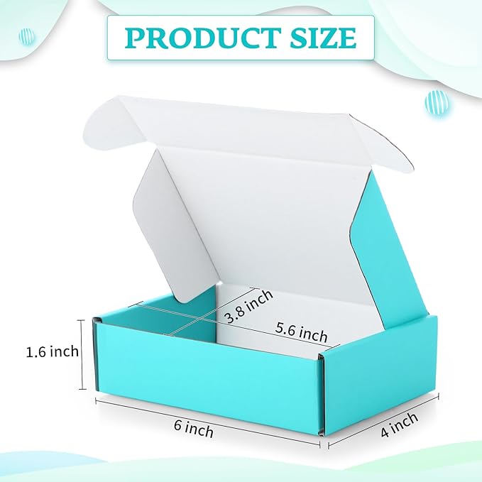Spakon 50 Packs Shipping Boxes Cardboard Corrugated Mailer Packaging Boxes for Small Business Cute Small Box Cardboard Carton Box Mailers for Packaging Product(Blue,6 x 4 x 1.6 Inches)