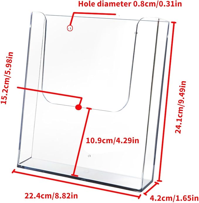 Clear Wall Mount File Display Rack Space Saving Acrylic Document Organizerss for Office School Supplies Office Wall Mounted Paper Tray