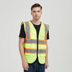 Safety Vest Reflective High Visibility with 5 Pockets ＆Zipper Class 2 Adult Unisex Construction Security Workwear