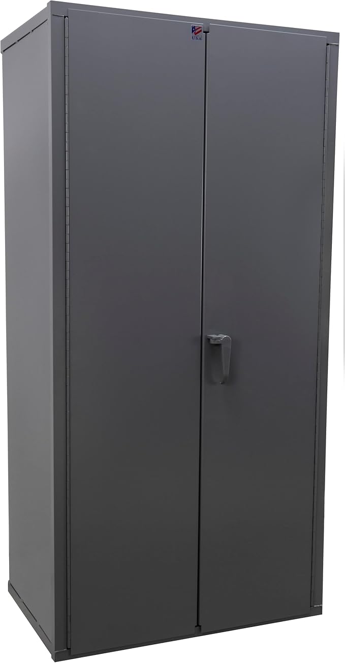 Jamco Extra Heavy Duty Steel Storage Cabinet with Solid Lockable Doors, 14-Gauge All-Welded Metal Cabinet, 4 Adjustable Shelves, 7,200 lbs Capacity, 24" D x 36" W x 74" H, Gray
