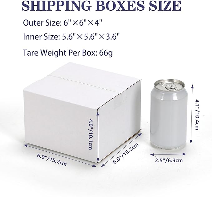 25 Pack Shipping Boxes 6x6x4 Inches, White Corrugated Cardboard Mailing Box for Packing, Mailing, Small Business