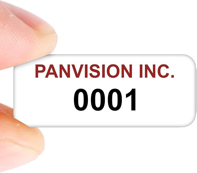 MyAssetTag Custom Asset Labels with Sequential Numbering | 0.5" x 1.25" Vinyl Tags with Heavy Adhesive, Pack of 100, Made in USA
