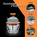 NS 150 Watts LED Temporary Work Light Fixture Daylight White 5000K 25000lm Portable Hanging Lamp Waterproof Jobsite Lighting Stainless Steel Protective Cover for Outdoor Construction High Bay Lights