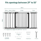 BABELIO Extra Wide Baby/Dog Gate PressGuard P7, 29-55" Auto Clos for The House and Doorway, Safety Pressure Mounted Pet Door, NO Need Tools and Drilling, Black
