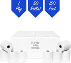 3" x 150' 1-Ply Bond Paper (50 rolls/case) Kitchen Printer Receipt Paper
