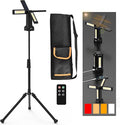 13200mAh Rechargeable Solar Work Light with Folding Stand Support and Portable Carrying Bag, 8000 Lumen Stepless Dimmable, 4 Lighting Modes, White/Warm/Warm White (Black(Remote))
