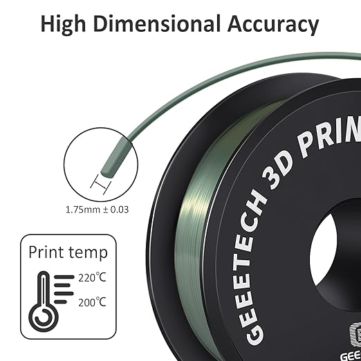 Geeetech Silk PLA Filament 1.75mm for 3D Printer, Dark Green Metal-Like Shiny PLA Filament 1kg (2.2lbs) Spool, Dimensional Accuracy +/- 0.02 mm, Metallic Silk Bronze