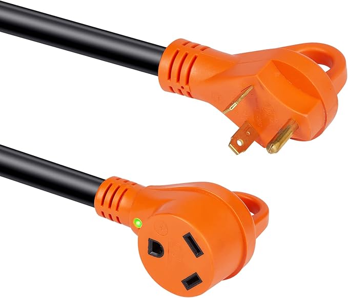 VEVOR 30 Amp RV Extension Cord, 25 ft, Heavy Duty STW 10/3 AWG RV Power Cord, NEMA TT-30R Female NEMA TT-30P Male Plug, for RVs, Generators, Campers, ETL Listed