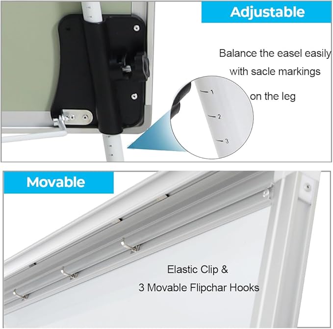 Whiteboard Easel 36" x 24" Height Adjustable, Magnetic Dry Erase Board with Tripod Stand, Portable Presentation Easel Includes Flip Chart Paper Pad (25 Sheets), Magnets & Eraser