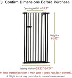 Lumizone Extra Tall Cat Gate 61.02" High Pressure Mounted Extra Wide 2025 New (17 Sizes) 1.37" Gap No Drilling Auto-Close One-Handed Operation Tall Pet Gate for Dogs(Black, 61.02" H x 29.92"-34.24" W)