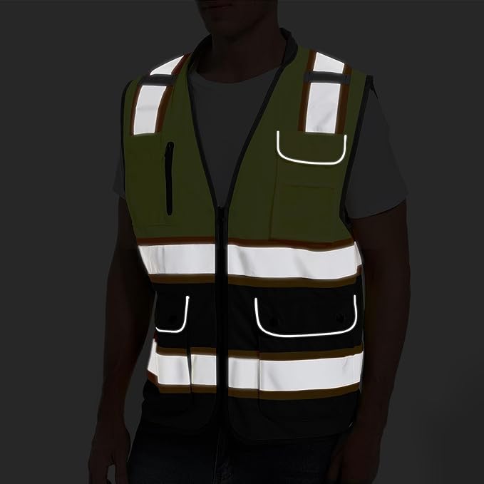 Reflective Safety Vest for Men and Women - High Visibility Construction Vest - Dual Tone Reflective Strips