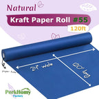 PerkHomy 24" x 1,440" (120') Blue Kraft Paper Roll for Craft Bulletin Board Paper Art Table Covering Crafting Gift Wrapping Bouquet Packing Parcel 80GSM 55LB (Blue, 24" x 120')
