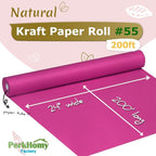 PerkHomy 24" x 2,400" (200') Rose Red Kraft Paper Roll for Craft Bulletin Board Paper Art Table Covering Crafting Gift Wrapping Bouquet Packing Parcel 80GSM 55LB (Rose Red, 24" x 200')
