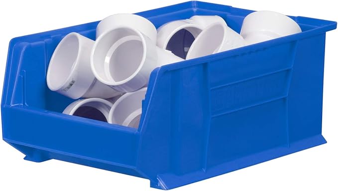 Akro-Mils 30281 Super-Size AkroBins Plastic Storage Bins, Space-Saving Stackable Bins for Garage, Classroom, Warehouse Organization, 20-Inch L x 12-Inch W x 8-Inch H, Blue, 3-Pack