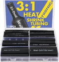 haisstronica 32 Feet 110PCS 3:1 Heat Shrink Tubing with Rich Hot Melt Adhesive-Versatile and Reliable 6Sizes Marine Grade Heat Shrink Tube(Black)