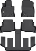 HAFIDI® Floor Mats Fit for 2020-2023 Mazda CX-9 (6 Seater Models with 2nd Row Bucket Seats Without Center Console) TPE Car Floor Liners Fits 1st & 2nd & 3rd Row Full Set CX9 Custom Accessories, Black